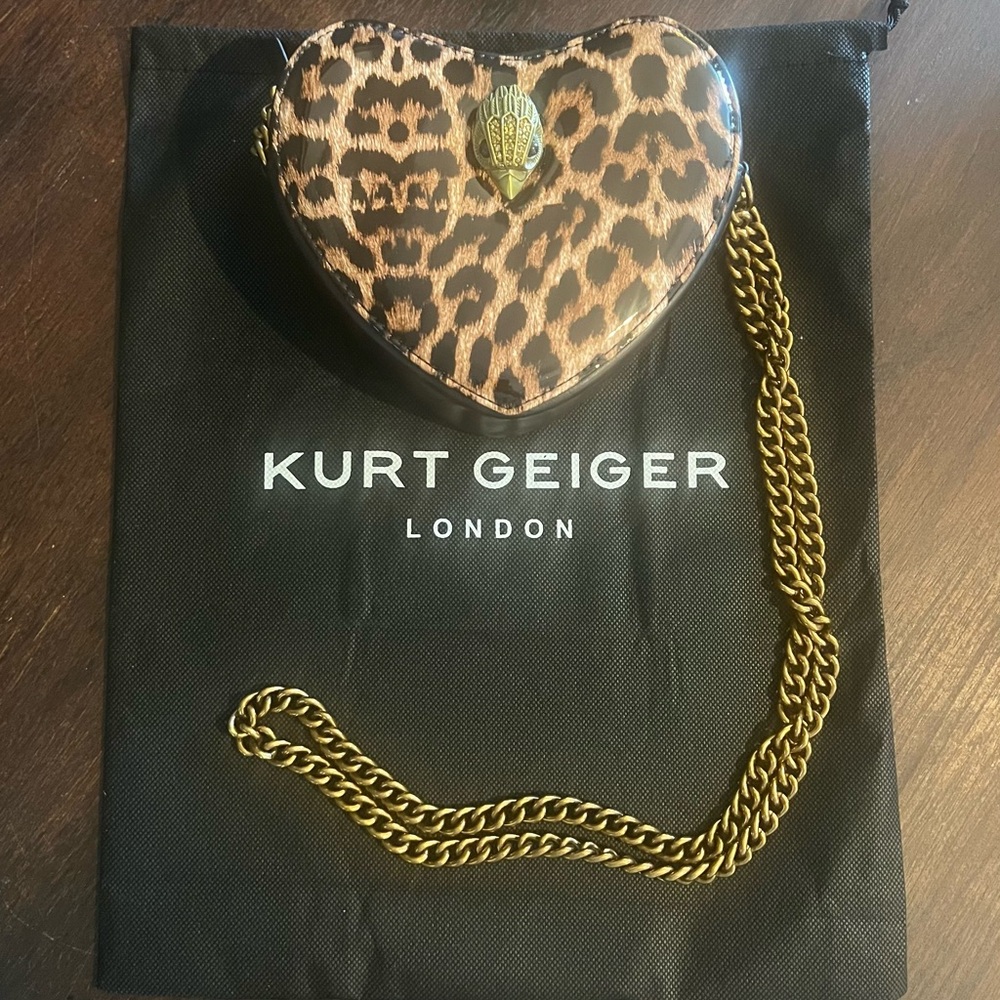 Kurt Geiger Kensington Leopard Print Heart Shape Crossbody